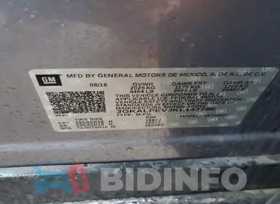 3GKALPEV3KL147786 Photo# 13