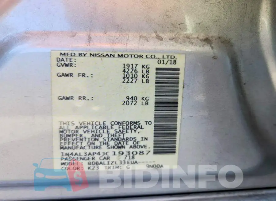 1N4AL3AP4JC193087 Photo# 12