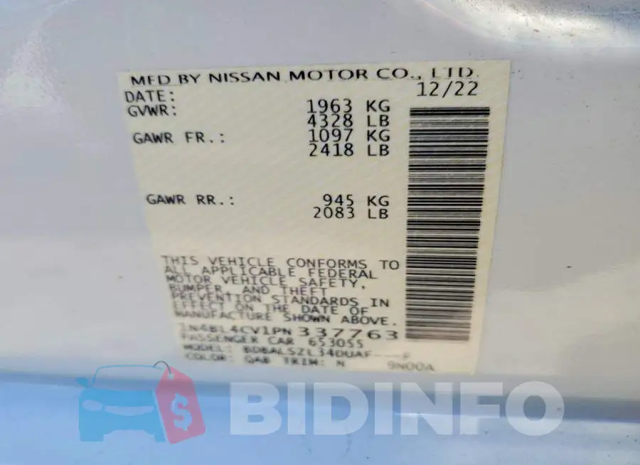 1N4BL4CV1PN337763 Photo# 13