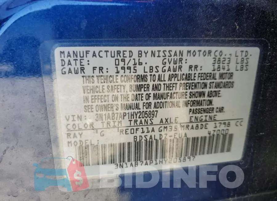 3N1AB7AP1HY205897 Photo# 12