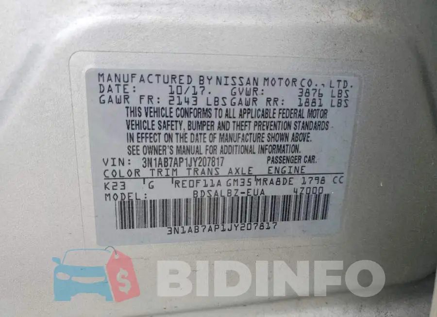 3N1AB7AP1JY207817 Photo# 13