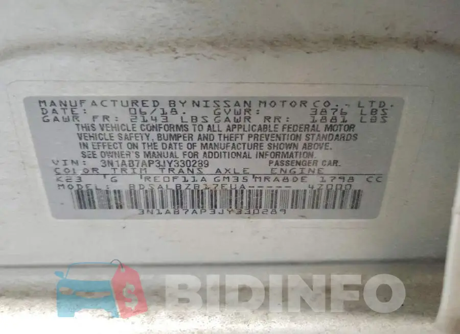 3N1AB7AP3JY330289 Photo# 12