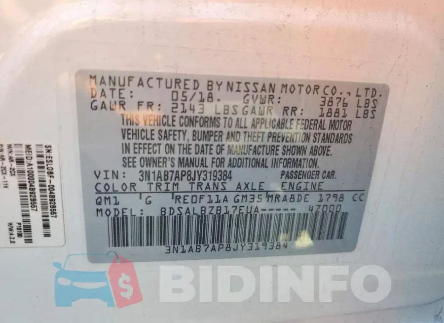 3N1AB7AP8JY319384 Photo# 13