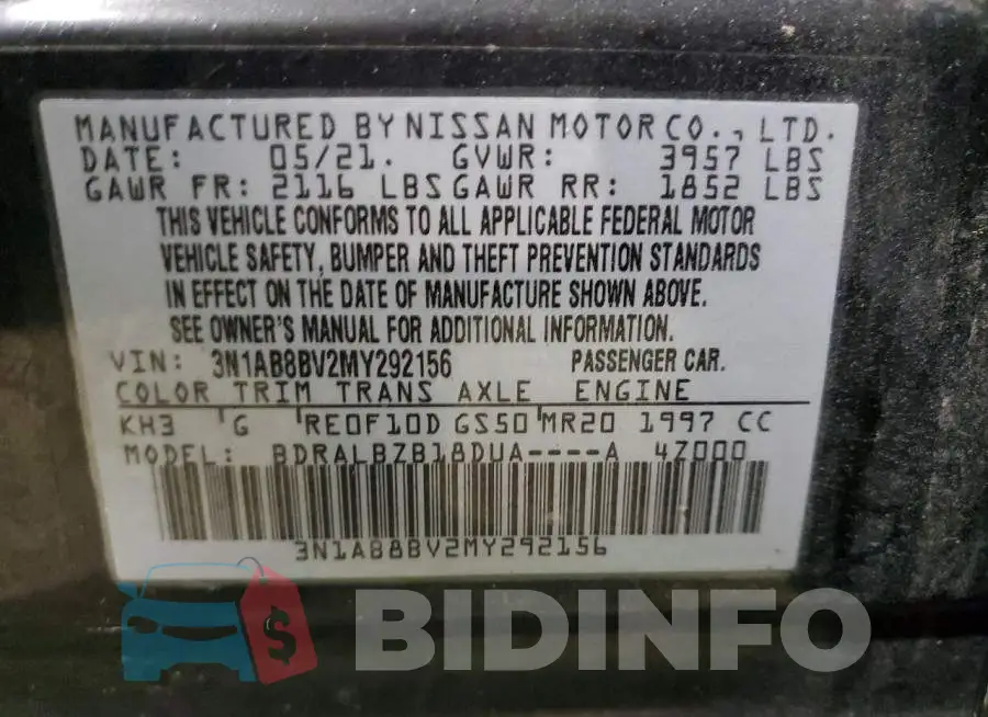 3N1AB8BV2MY292156 Photo# 12