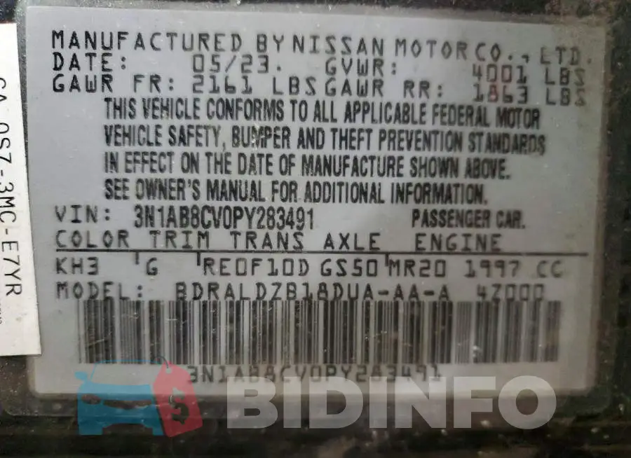 3N1AB8CV0PY283491 Photo# 12