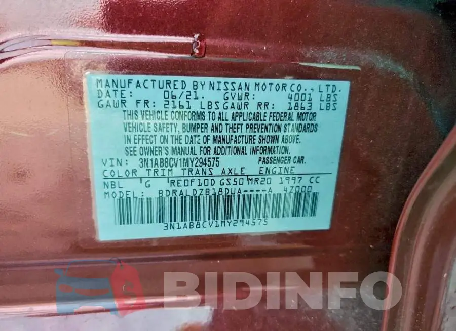 3N1AB8CV1MY294575 Photo# 12