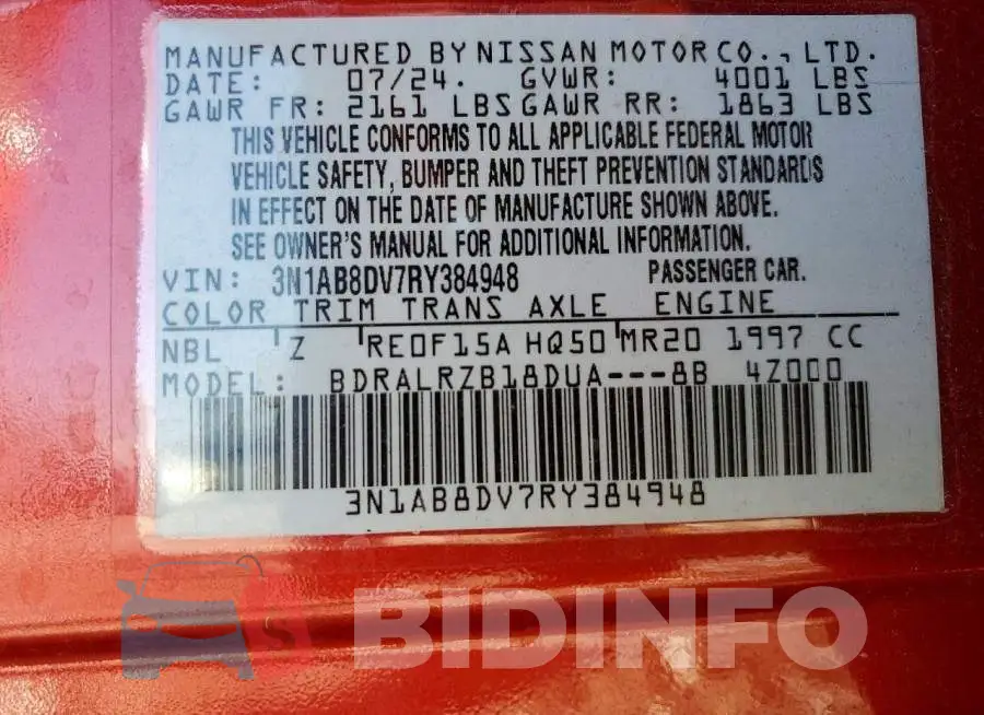 3N1AB8DV7RY384948 Photo# 12