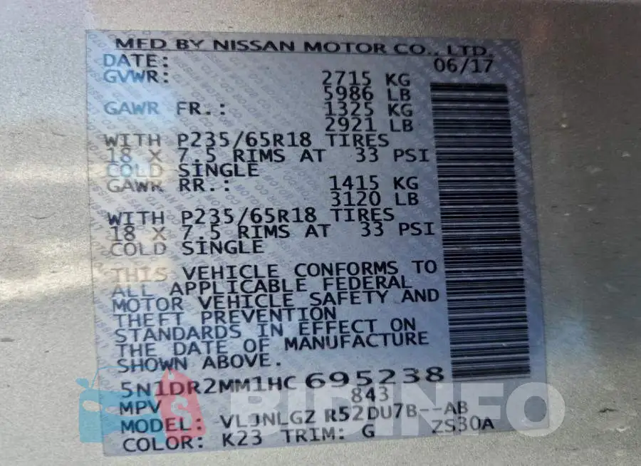 5N1DR2MM1HC695238 Photo# 13
