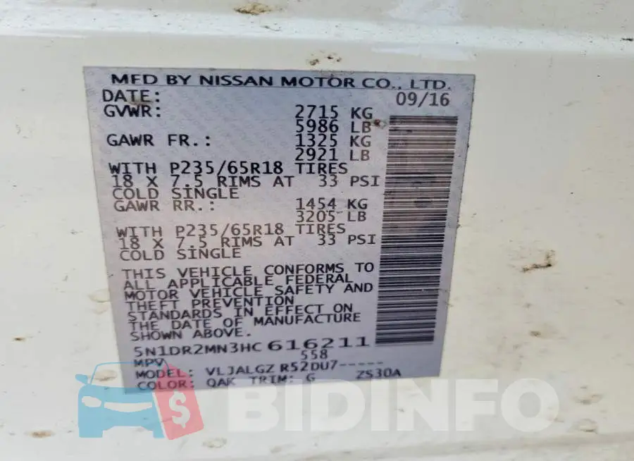 5N1DR2MN3HC616211 Photo# 13
