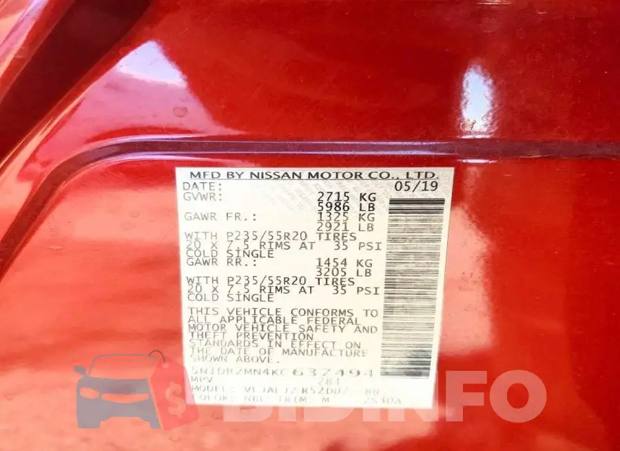 5N1DR2MN4KC637494 Photo# 12
