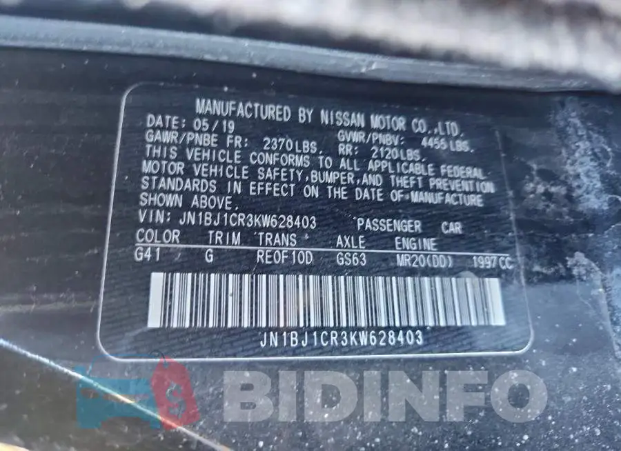 JN1BJ1CR3KW628403 Photo# 14