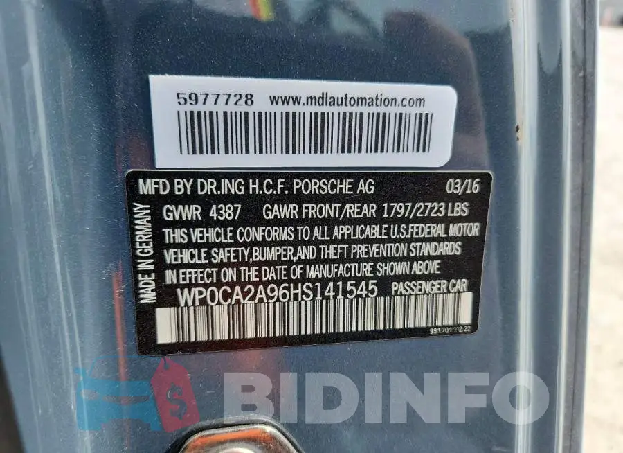 WP0CA2A96HS141545 Photo# 13