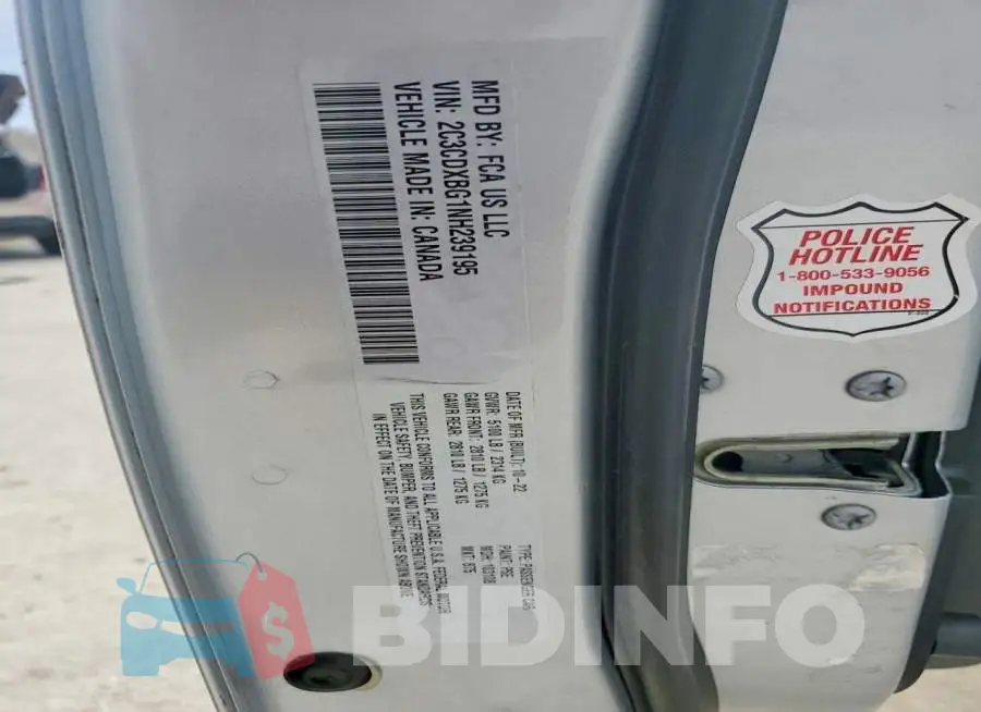 2C3CDXBG1NH239195 Photo# 12