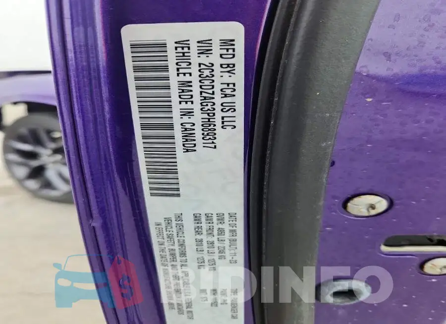 2C3CDZAG3PH689317 Photo# 13