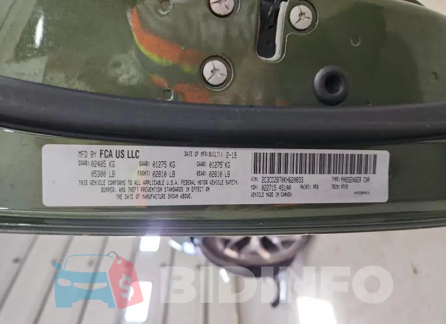 2C3CDZBT0KH620833 Photo# 12