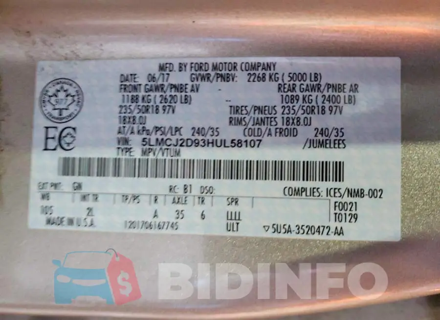 5LMCJ2D93HUL58107 Photo# 13