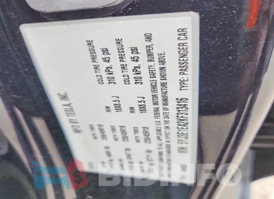 5YJ3E1EA2KF313416 Photo# 12
