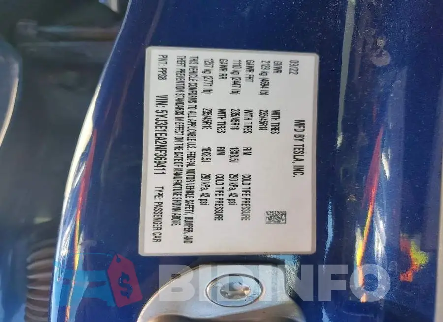 5YJ3E1EA2NF369411 Photo# 12