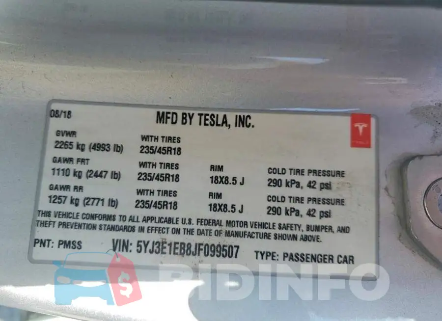 5YJ3E1EB8JF099507 Photo# 12