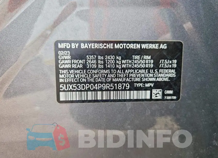 5UX53DP04P9R51879 Photo# 13