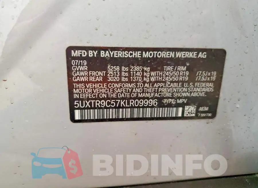 5UXTR9C57KLR09996 Photo# 13