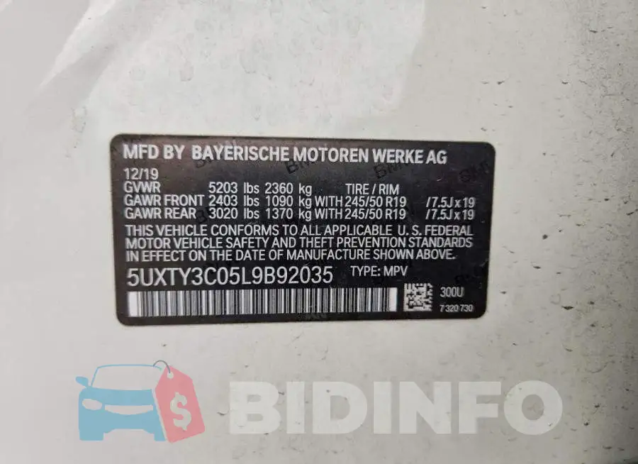 5UXTY3C05L9B92035 Photo# 13