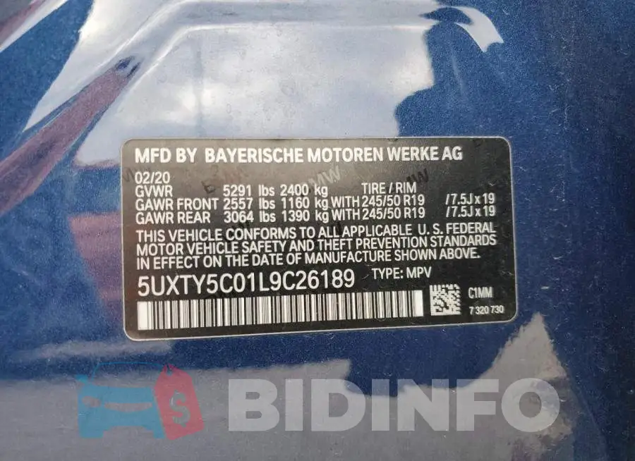5UXTY5C01L9C26189 Photo# 13