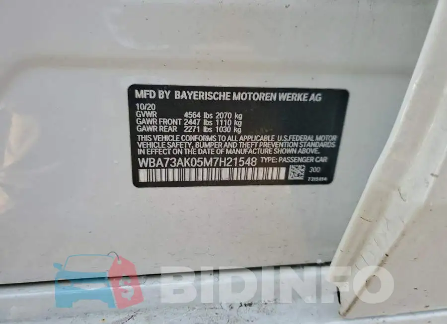 WBA73AK05M7H21548 Photo# 12