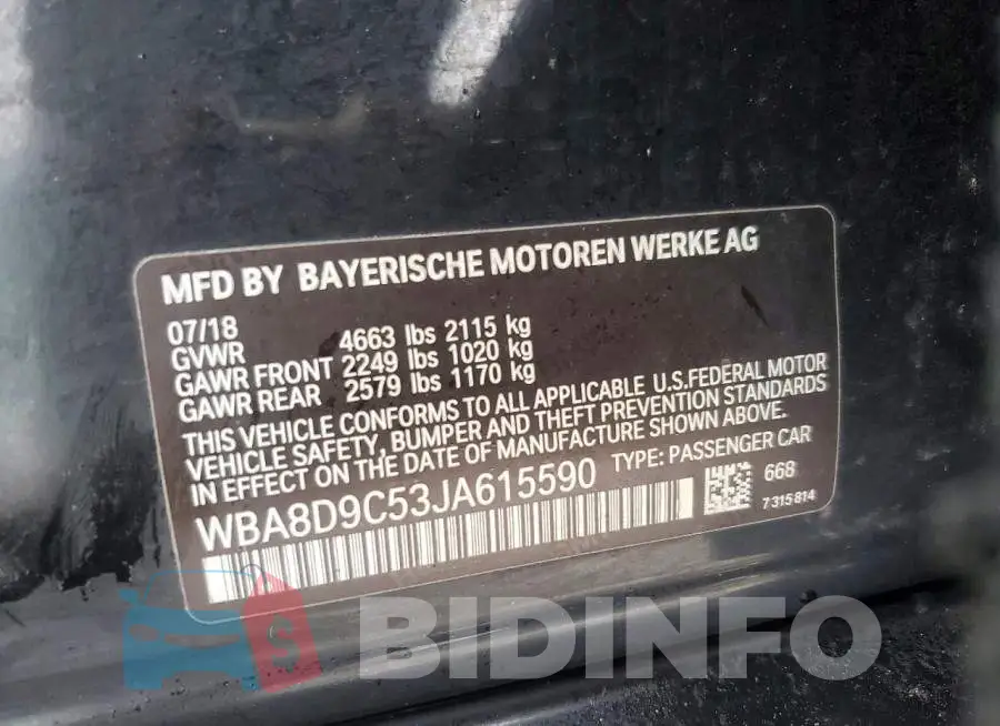 WBA8D9C53JA615590 Photo# 12