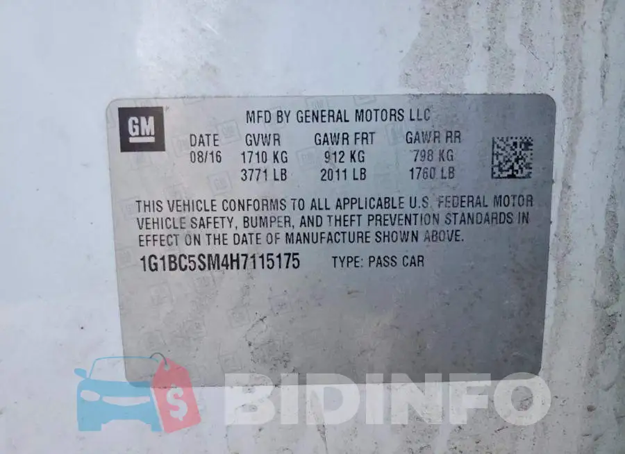 1G1BC5SM4H7115175 Photo# 12