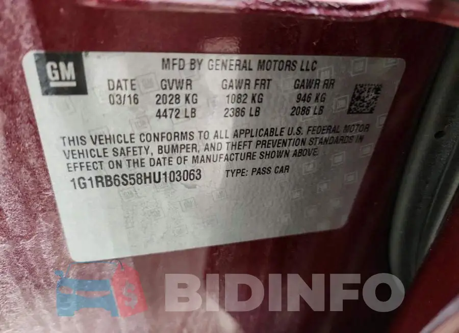 1G1RB6S58HU103063 Photo# 12