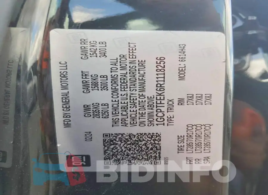 1GCPTFEK6R1118256 Photo# 12