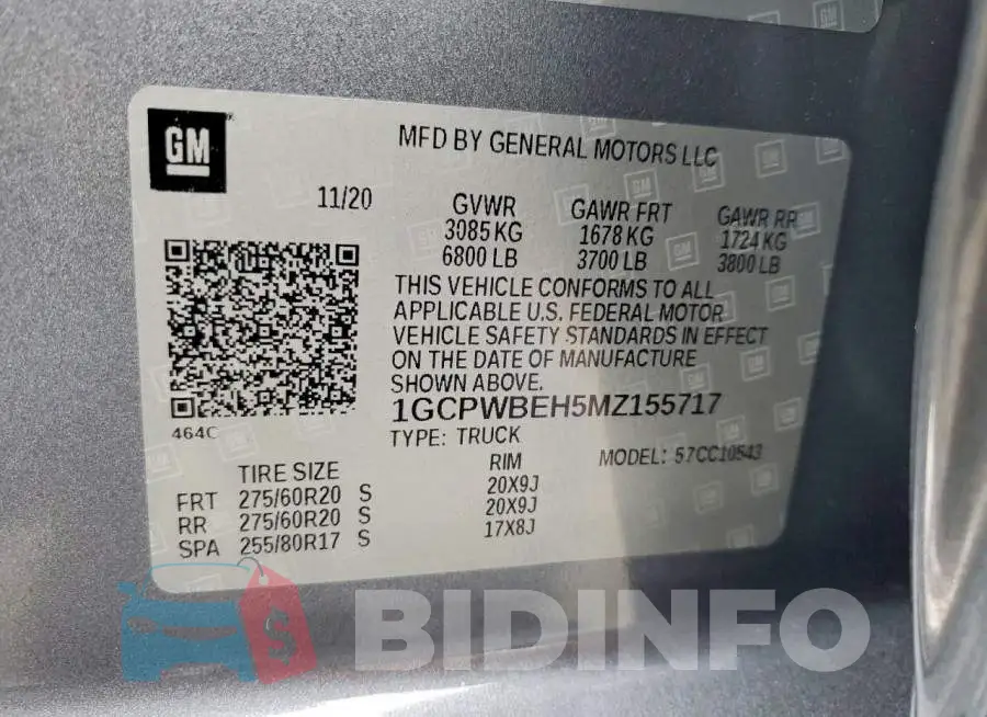 1GCPWBEH5MZ155717 Photo# 12