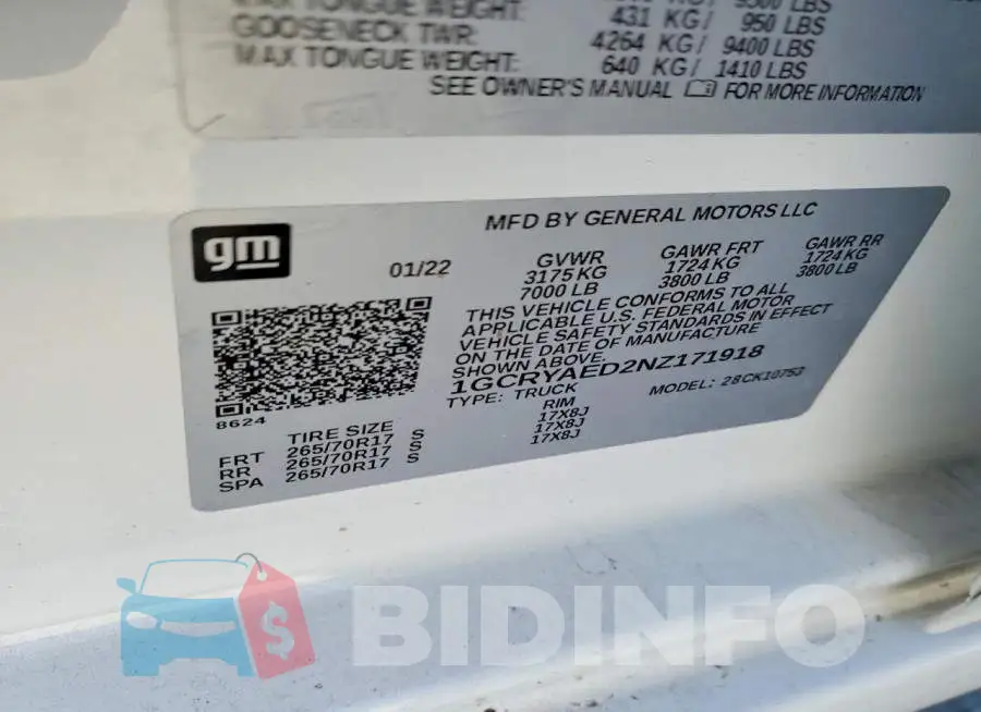 1GCRYAED2NZ171918 Photo# 12