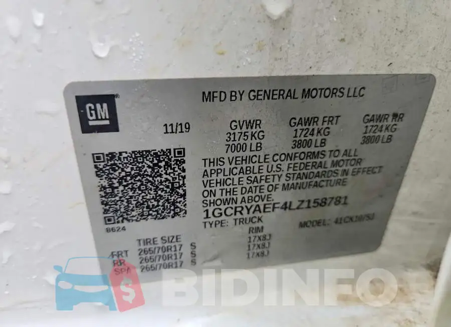1GCRYAEF4LZ158781 Photo# 13