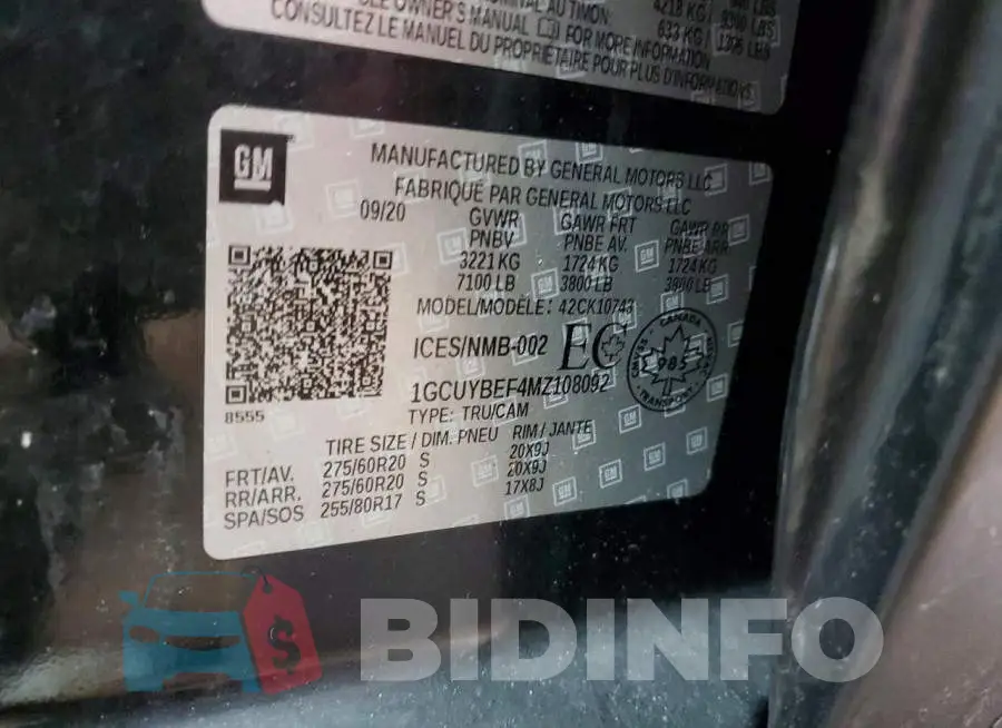 1GCUYBEF4MZ108092 Photo# 12