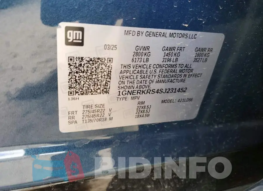 1GNERKRS4SJ231452 Photo# 13