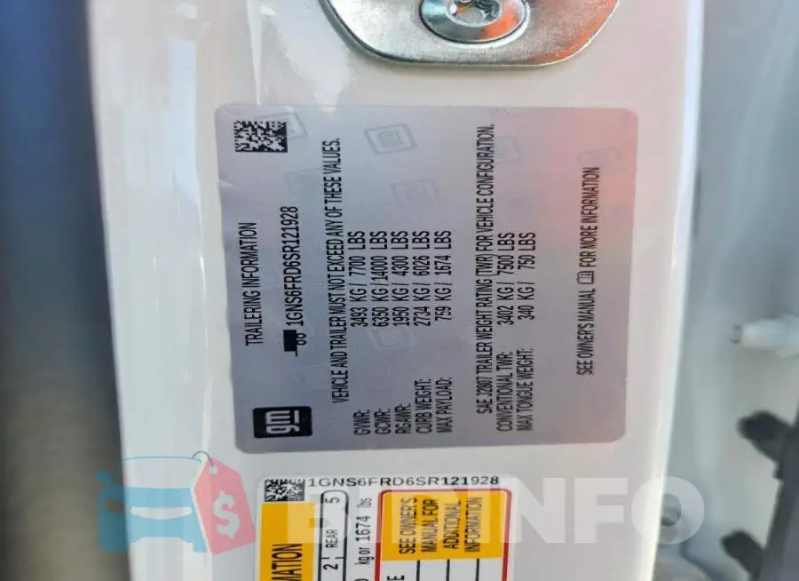 1GNS6FRD6SR121928 Photo# 14