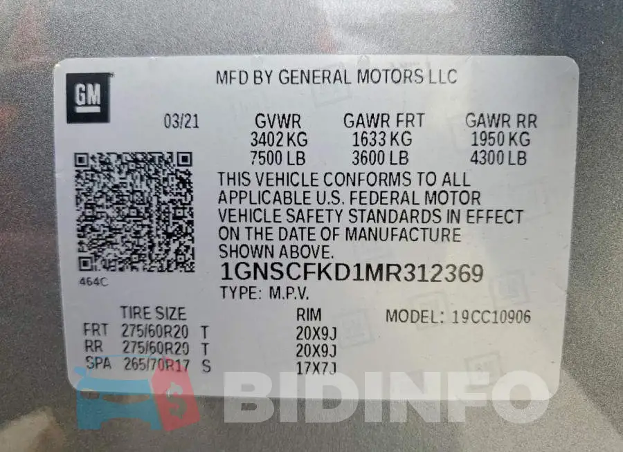 1GNSCFKD1MR312369 Photo# 14
