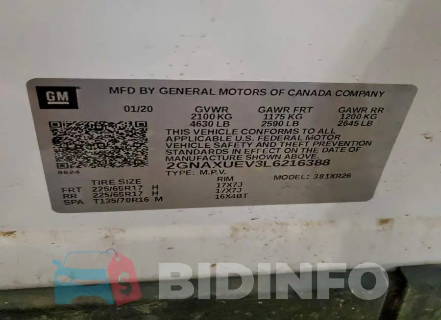 2GNAXUEV3L6216388 Photo# 13