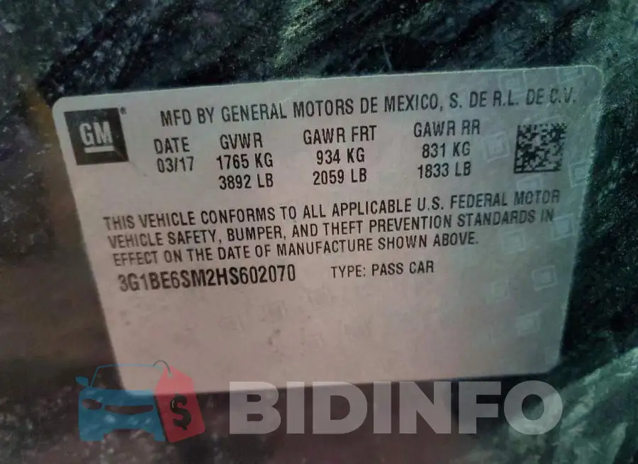 3G1BE6SM2HS602070 Photo# 12