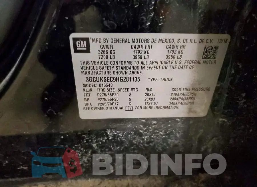 3GCUKSEC9HG281135 Photo# 12