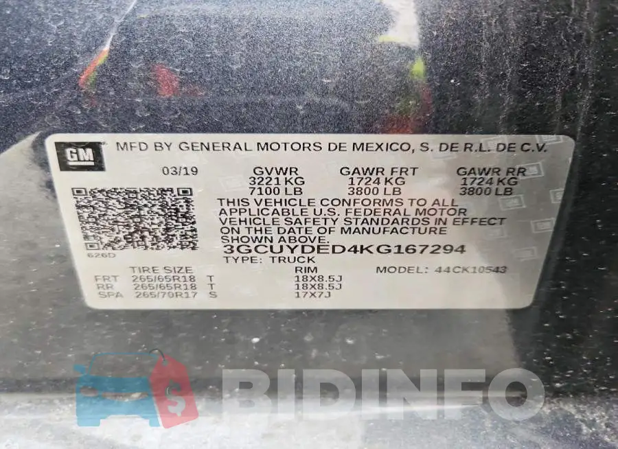 3GCUYDED4KG167294 Photo# 12