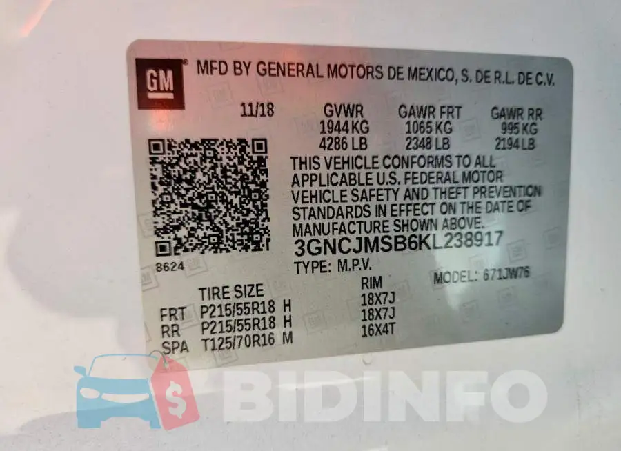 3GNCJMSB6KL238917 Photo# 13