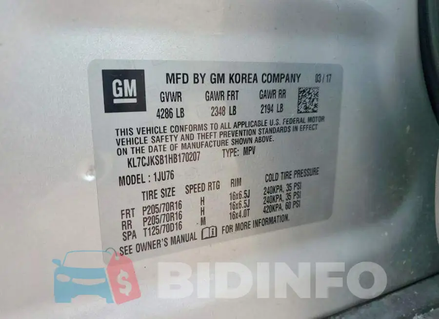 KL7CJKSB1HB170207 Photo# 13
