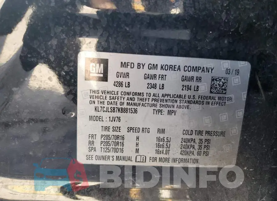 KL7CJLSB7KB881536 Photo# 14