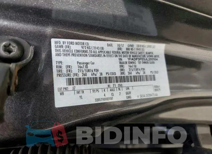 1FADP3FE0JL205504 Photo# 12