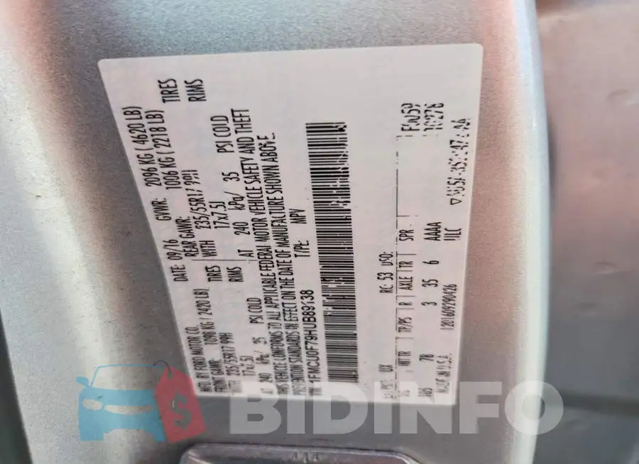 1FMCU0F79HUB89138 Photo# 13