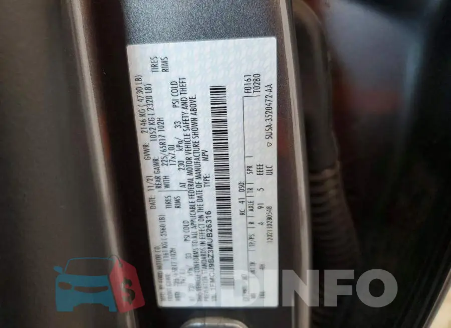 1FMCU9BZ3MUB26316 Photo# 13