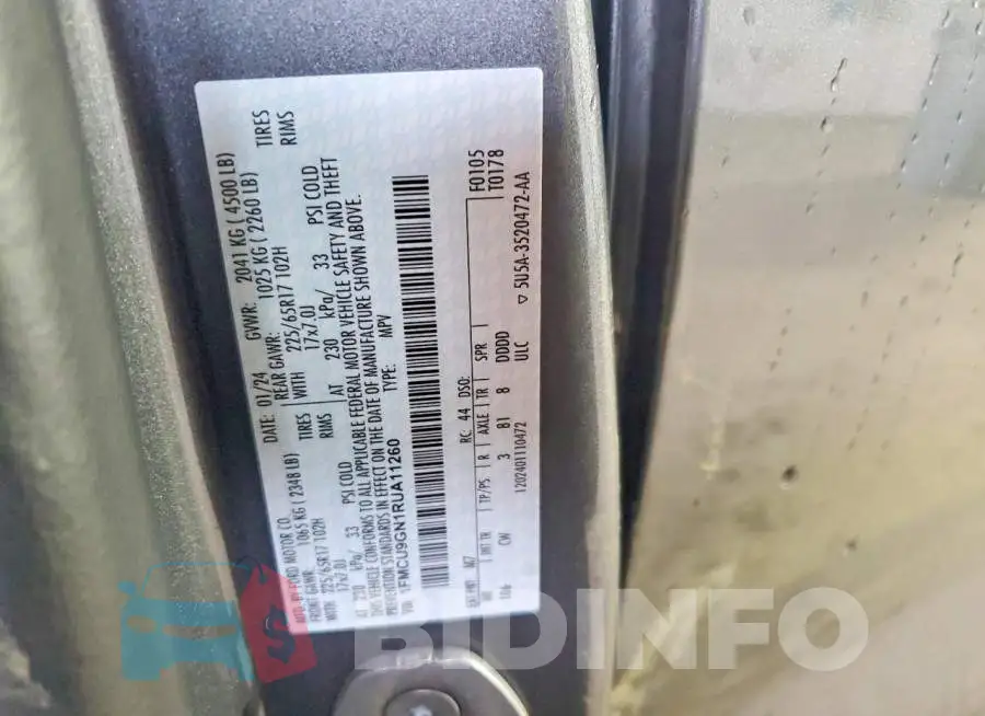 1FMCU9GN1RUA11260 Photo# 13